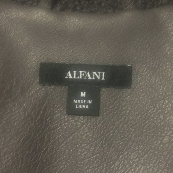Alfani Gray Vegan Leather Jacket With Big Sherpa Collar - Picture 8 of 14